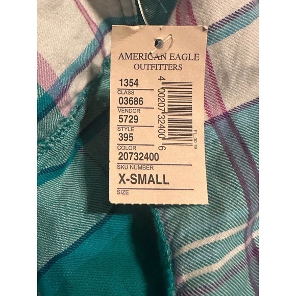 American Eagle Outfitters Teal Flannel Shirt - Picture 6 of 9